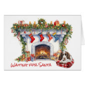 スリンガースパニエル犬ドッグ待ってサンタ暖炉 (正面横)