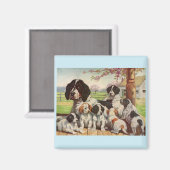 スリンガースパニエル犬ママと子犬 マグネット (正面/裏面)