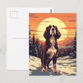 スリンガースパニエル犬冬山林 ポストカード (正面/裏面)