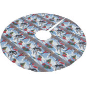 スリンガー走スパニエル犬のクリスマス帽子と雪 ブラッシュドポリエステルツリースカート (アングル)