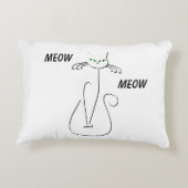 スリンキーブラックキャットニャーニャーカスタム文字グリーンアイズ アクセントクッション (裏面)