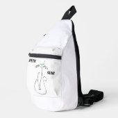 スリンキーブラックキャットニャーニャーカスタム文字グリーンアイズ スリングバッグ (右コーナー)