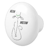 スリンキーブラックキャットニャーニャーカスタム文字グリーンアイズ セラミックノブ (右)