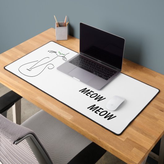 スリンキーブラックキャットニャーニャーカスタム文字グリーンアイズ デスクマット (オフィス2)