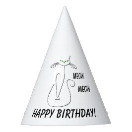 スリンキーブラックキャットニャーニャーカスタム文字グリーンアイズ パーティーハット