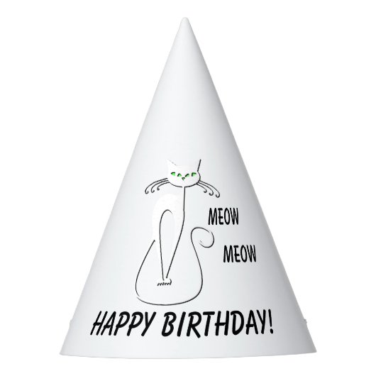 スリンキーブラックキャットニャーニャーカスタム文字グリーンアイズ パーティーハット (正面)