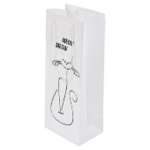 スリンキーブラックキャットニャーニャーカスタム文字グリーンアイズ ワインギフトバッグ (正面アングル)