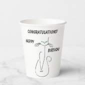 スリンキーブラックキャットニャーニャーカスタム文字グリーンアイズ 紙コップ (裏面)