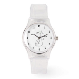 スリンキーブラックキャットニャーニャーカスタム文字グリーンアイズ 腕時計