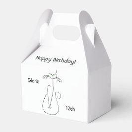 スリンキーブラックキャット誕生日カスタム文字グリーンアイズ フェイバーボックス