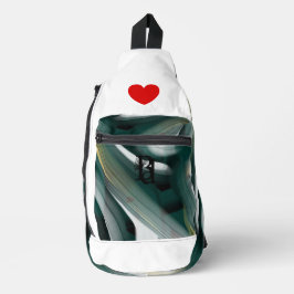 スリングバッグトレンド抽象芸術アート白黒グリーン スリングバッグ