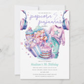 スリンバーガール 誕生日 ポップコーン & パジャマ 招待状 (正面)