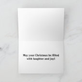 スリーのホリデーカードを引っ張るクリスマスパグ犬 シーズンカード (内部)