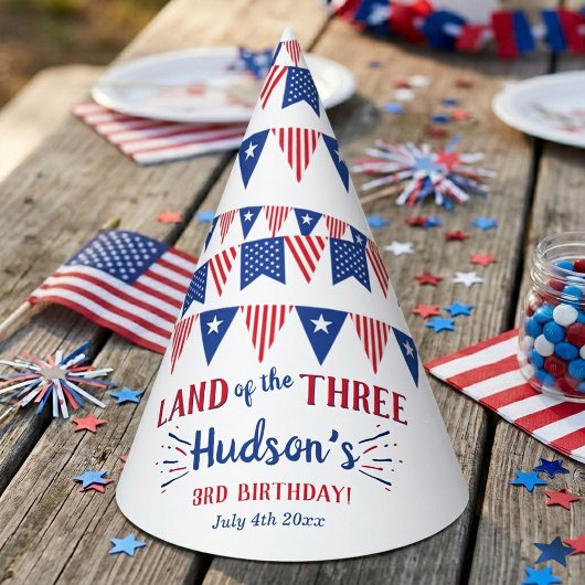 スリーの国!7月4日 3歳の誕生日 パーティーハット