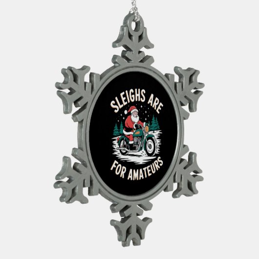 スリーはアマチュアのためのクリスマスバイクバイクもしくは自転車に乗る人 スノーフレークピューターオーナメント (左)