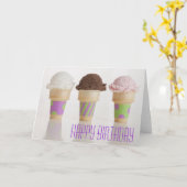 スリーアイスクリームコーン誕生日カード カード (黄色い花)