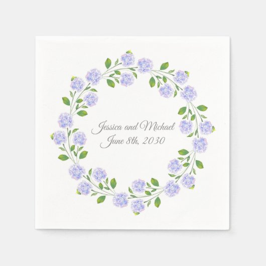 スリーアジサイ水カラーフローラリース スタンダードカクテルナプキン (正面)