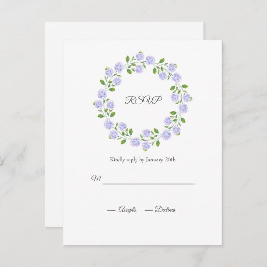 スリーアジサイ水カラーフローラリース 出欠カード (正面/裏面)