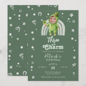 スリーイズアチャーム四つ葉のクローバー 誕生日フォト なん歳でも 招待状 (正面/裏面)