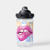 スリーウィズネオンピンクリップ名前をカスタムする ウォーターボトル (背面)