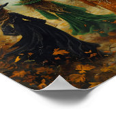 スリーウィッチオータムフォレストヴィンテージハロウィンウォール ポスター (角)