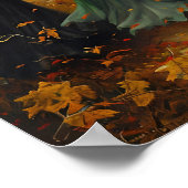 スリーウィッチオータムフォレストヴィンテージハロウィンウォール ポスター (角)