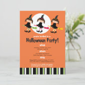 スリーウィッ飛んでいるチズハローウィンパーティ招待状 招待状 (スタンド正面)