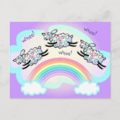 スリーウィーシープレインボーおもしろいハッピー ポストカード (正面)