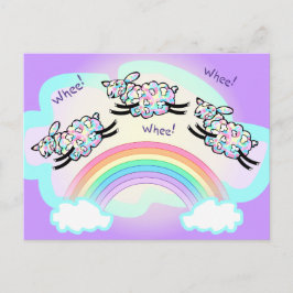 スリーウィーシープレインボーおもしろいハッピー ポストカード