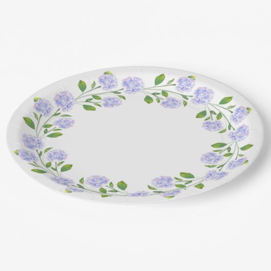 スリーウォーターカラーアジサイフローラリース ペーパープレート (アングル)