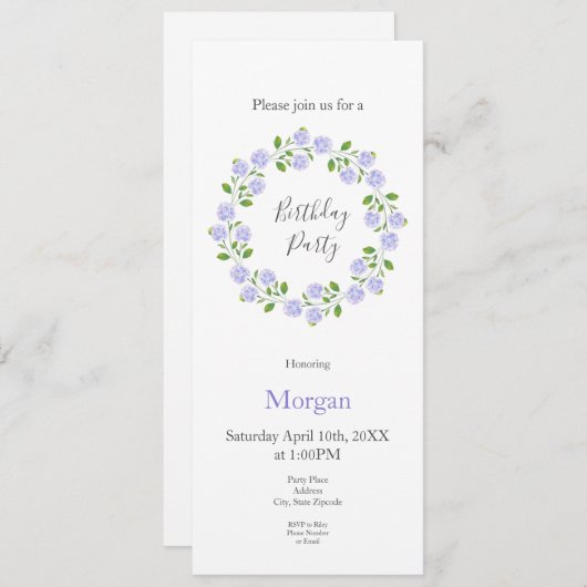 スリーウォーターカラーアジサイリース 招待状 (正面/裏面)