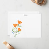 スリーウォーターカラーポピー花束 ノートカード (正面/裏面インサイチュ)