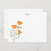 スリーウォーターカラーポピー花束 ノートカード (正面/裏面)