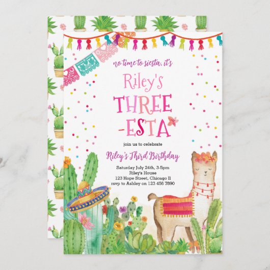 スリーエスタフィエスタガール3rd誕生日招待状 招待状 (正面/裏面)