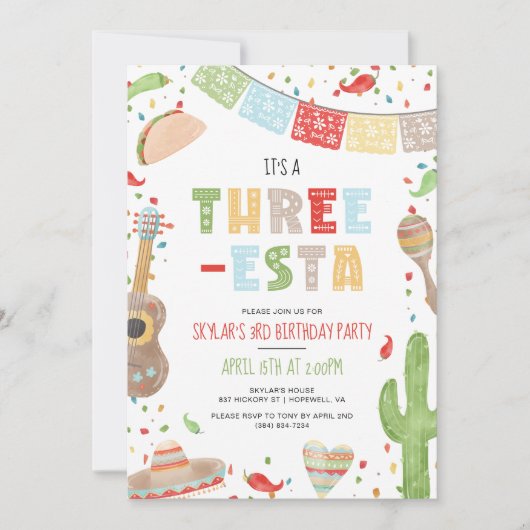 スリーエスタメキシカンフィエスタ第3期パーティー 招待状 (正面)