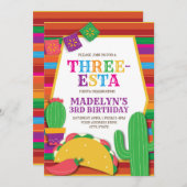 スリーエスタメキシコフィエスタタコサード誕生日 招待状 (正面/裏面)