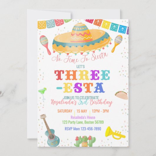 スリーエスタ誕生日招待状フィエスタ3rd誕生日 招待状 (正面)
