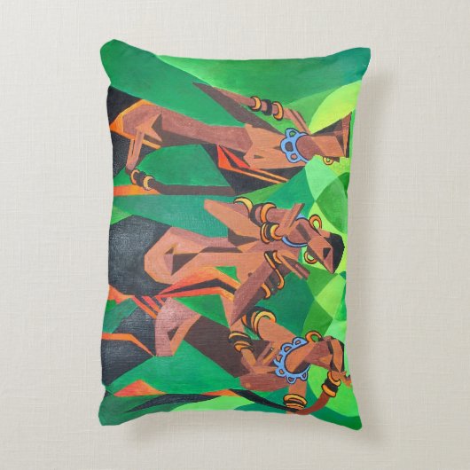 スリーエスニック伝統的ブラック女性踊り アクセントクッション (裏面(縦))