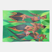 スリーエスニック伝統的ブラック女性踊り キッチンタオル (横)