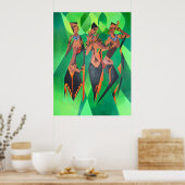 スリーエスニック伝統的ブラック女性踊り ポスター (キッチン)