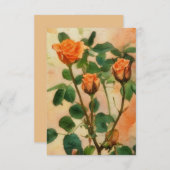 スリーオレンジバラフラワーズアートフラットカード サンキューカード (正面/裏面)