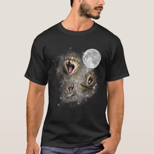 スリーキャットムーンカーおもしろいズ風変わりドミーム Tシャツ (正面)
