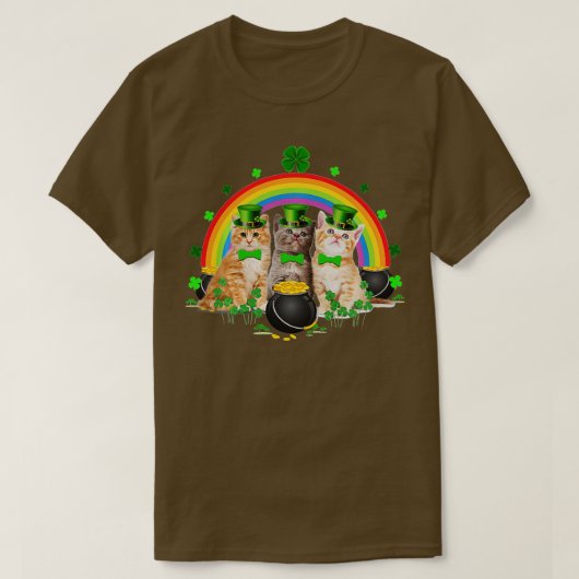 スリーキャットSt patricks day子猫キッテンラバーアイリス Tシャツ (デザイン正面)