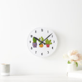 スリーキュートサボテンインフラワーポットおもしろいイラストレーション ラウンド壁時計 (ホーム)