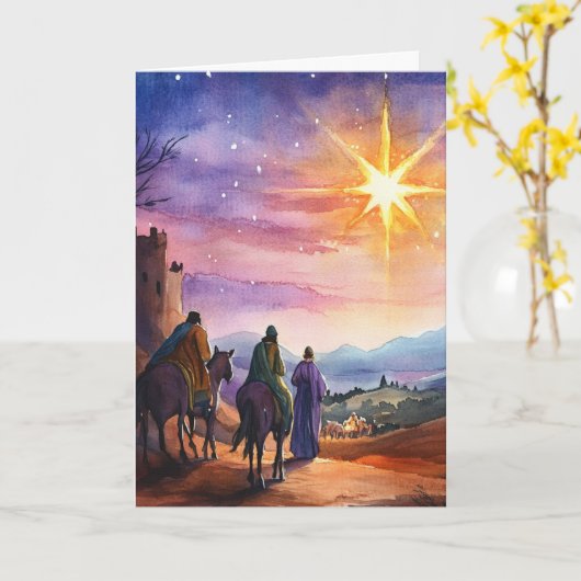 スリーキング後を追ズスターウォーターカラーシーン カード (黄色い花)