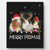 スリーギニアピグクリスマスライトサンタハットクリスマス フォトプラーク (正面)