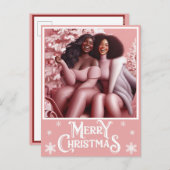 スリーギンシスターズフェスティバル笑いパステルピンク シーズンポストカード (正面/裏面)