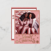 スリーギンシスターズフェスティバル笑いパステルピンク 箔シーズンポストカード (正面/裏面)