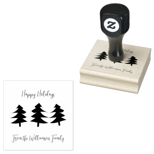 スリークリスマスツリーズホリデーファミリー ラバースタンプ (押印)