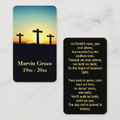 スリークロスサンセット葬儀祈りの言葉カード 名刺 (正面/裏面)